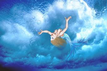 Mermaid Tumble Mermaid tumbling in the breaking surf