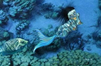 Spotty Mermaid Mermaid with the colors of a golden spotted sweetlips Plectorhinichus flavormaculatus