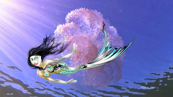 Mermaid Jelly Mermaid with jellyfish medusa